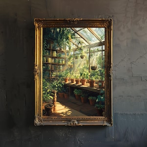 Wizards Greenhouse Cottagecore Dark Academia Poster Verzauberter Vintage Wandkunst Mystisch Witchy Print für Wohnzimmer Schlafzimmer oder Galeriewand
