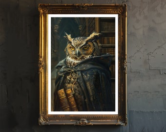 Estampado de búho victoriano, decoración gótica estilo academia oscura