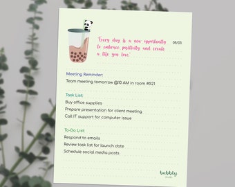 Kawaii Boba Panda Notepad | 40 Tear-Off Sheets