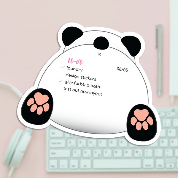 Kawaii panda butt notepad memo pad | 20 tear-off sheets, die cuts notepad for memo, original design, simple gift for students and teachers