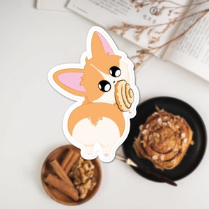 Corgi butt sticker, cinnamon bun sticker, cute die cut sticker, kawaii waterproof corgi sticker, phone case sticker, water bottle sticker
