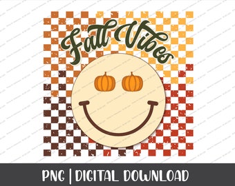 SMILEY FACE PNG | Emoji Clipart | Fall Vibes Png | Thanksgiving Happy Face Pumpkin Eye Sublimation Designs Retro Png