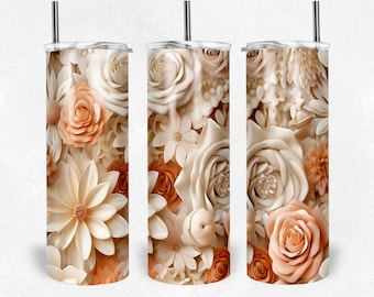 3D Floral Tumbler Wrap | 3D Flower Tumbler Wrap | 3D Tumbler Wrap | 3D Flower PNG | 3D Floral Wrap | 3D Flower Wrap for 20oz & 30oz Tumblers