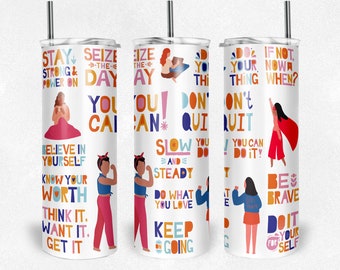 GIRLY TUMBLER WRAP | Mental Awareness Png | Self Love Designs | Motivational Quote Seamless Tumbler Design Png | For 20 Oz | 30 Oz
