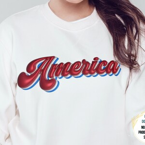 3D America PNG | Puffy Patriotic PNG | Retro America PNG | 4th of July Sublimation Design | Sublimation Design Download for 4th of July