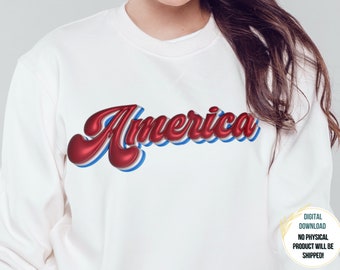 3D America PNG | Puffy Patriotic PNG | Retro America PNG | 4th of July Sublimation Design | Sublimation Design Download for 4th of July