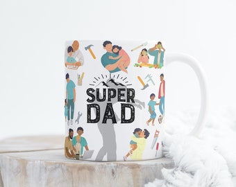 Father's Day Mug PNG | Super Dad Design for Sublimation Mug | Sublimation Mug Design for Dad | Mug Designs for 11oz and 15oz Mugs