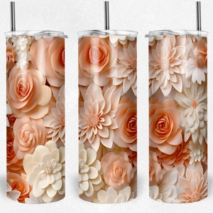 3D Floral Tumbler Wrap | 3D Flower Tumbler Wrap | 3D Tumbler Wrap | 3D Flower PNG | 3D Floral Wrap | 3D Flower Wrap for 20oz & 30oz Tumblers