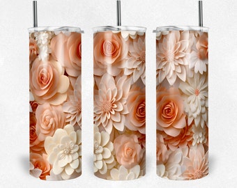 3D Floral Tumbler Wrap | 3D Flower Tumbler Wrap | 3D Tumbler Wrap | 3D Flower PNG | 3D Floral Wrap | 3D Flower Wrap for 20oz & 30oz Tumblers