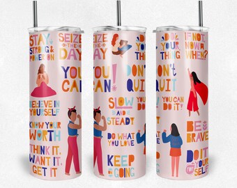 GIRLY TUMBLER WRAP | Mental Awareness Png | Self Love Designs | Motivational Quote Seamless Tumbler Design Png | For 20 Oz | 30 Oz