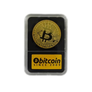 Gold Bitcoin Cryptocurrency Coin Novelty Bitcoin Plaque & Souvenir