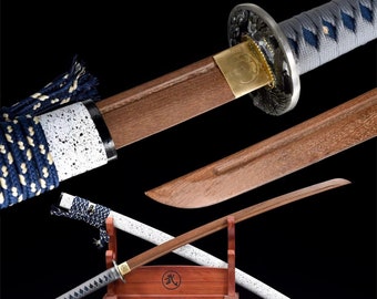 Katana in legno laccato bianco - Spada da allenamento artigianale in palissandro / Decorazione per arti marziali zen / Strumento per la pratica dell'Iaido fatto a mano