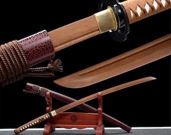 Crimson Crackle houten katana - ambachtelijk palissander oefenzwaard | Japans nooddecor | Handgemaakte Martial Arts-display