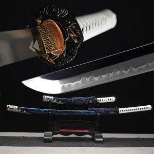 Artisan T10 Steel Storm SakuraKatana & Tanto Set - Ghost of Tsushima inspirierte Anzeige, Ton gehärteter Hamon, Full Tang Samurai Artefakt