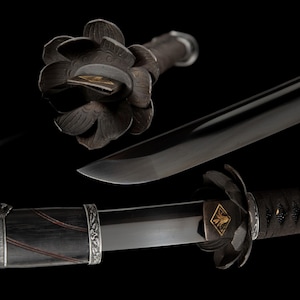 Sekiro Inspired Katana Artifact - Undead Cut Black Steel Display, Samurai Heritage Craft, Full Tang Non-Weapon