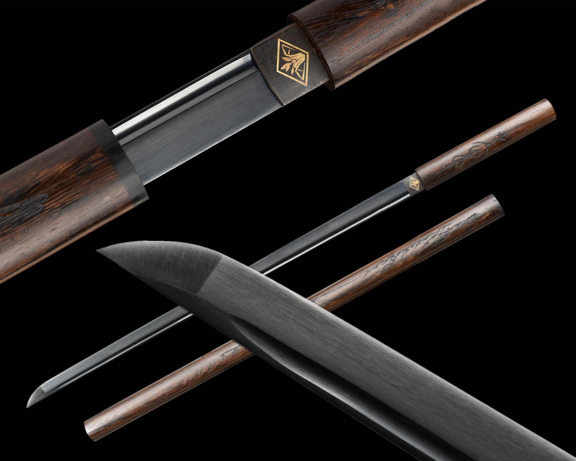 Flame-textured Shirasaya Art - Shadow Tradition Ninjato