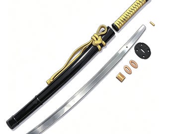 Katana artigianale personalizzata - Forgiata a mano in acciaio T10, Sanmai, Kobuse, spada da samurai giapponese, codolo integrale, ideale come oggetto da esposizione e regalo da collezione.