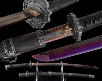 Replica della lama mortale di Sekiro - Katana nera tagliata dai non morti, opera d'arte forgiata a mano per i collezionisti di Shadows Die Twice
