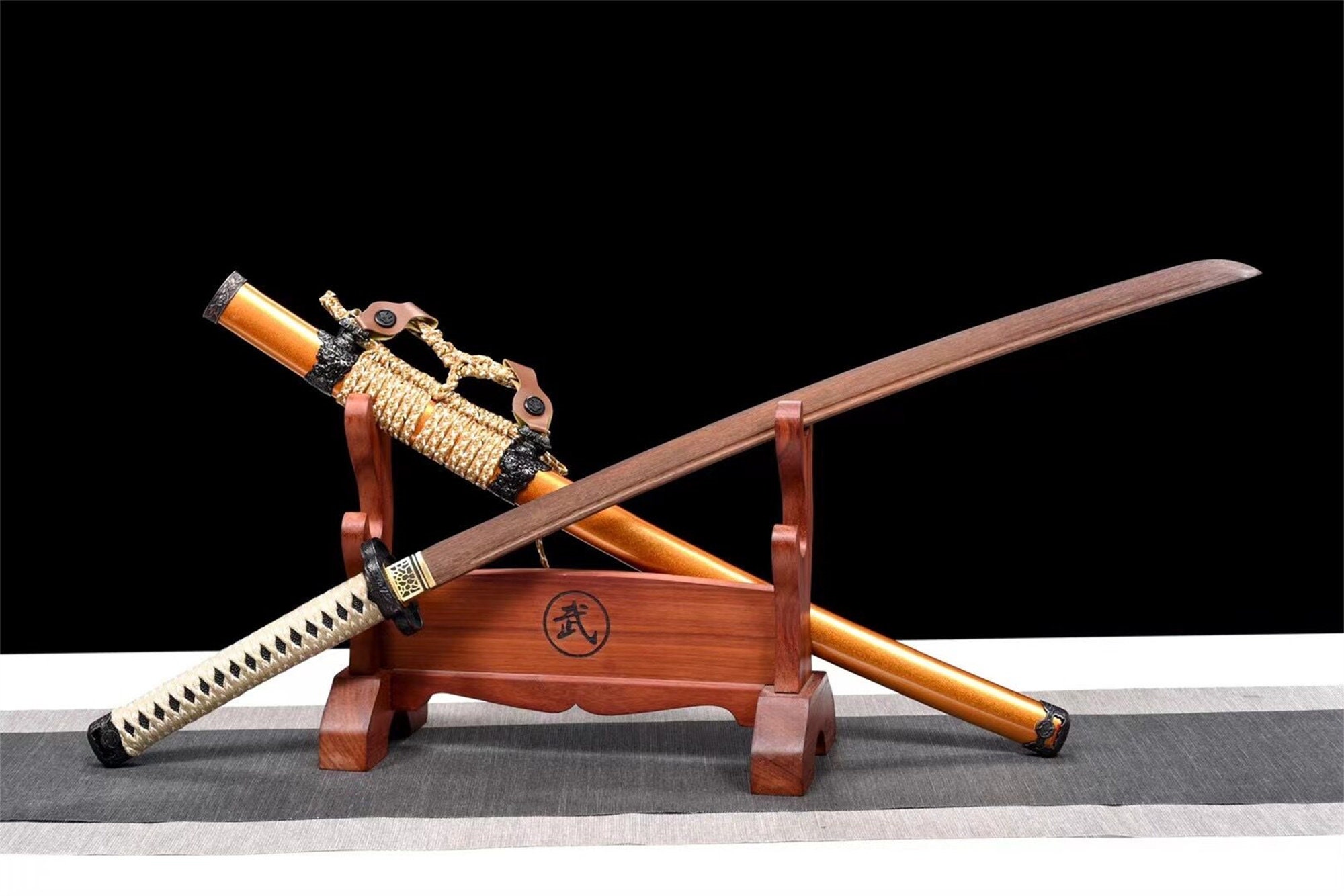 Handcrafted Orange Wooden Tachi - Rosewood Training Sword
