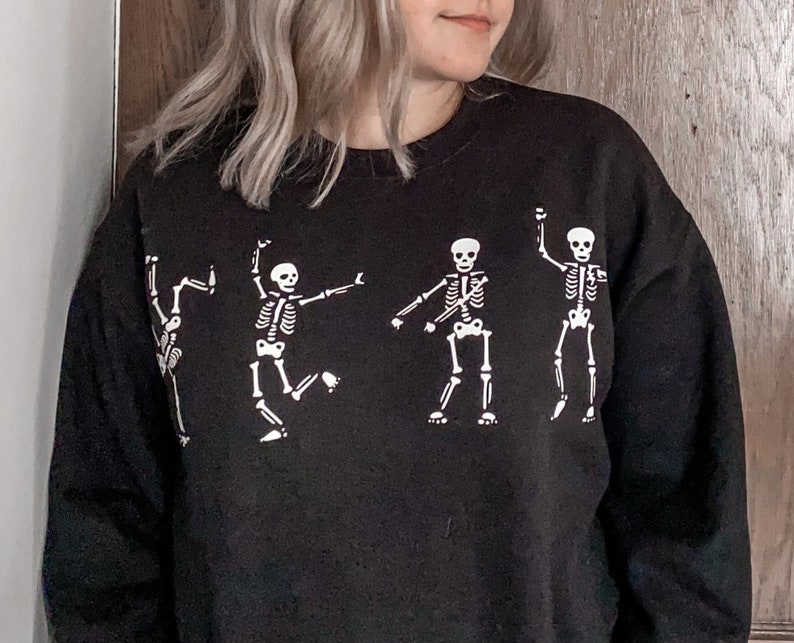 Dancing Skeleton Crewneck Sweatshirt Cute Halloween | Etsy