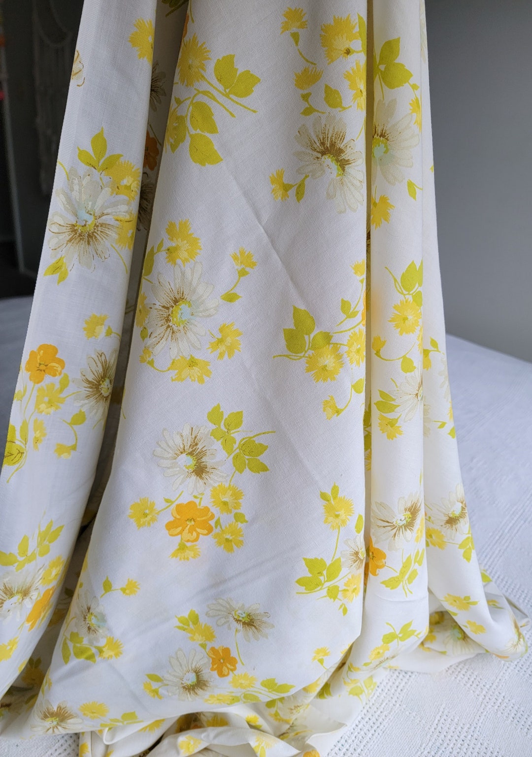70s Pequot Full Flat Orange and Yellow Floral Sheet Etsy