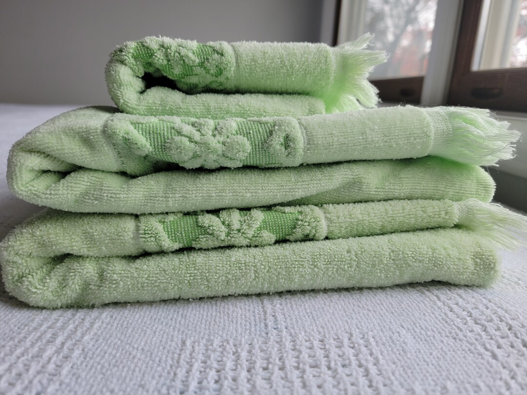 Vintage Mint Green Jcpenney Towel Set Etsy