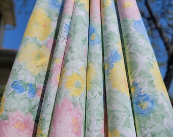 Vintage king fitted pink yellow and blue floral sheet