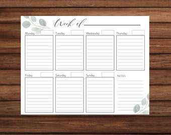 Minimalist Weekly Planner Page Printable Instant Download - Etsy