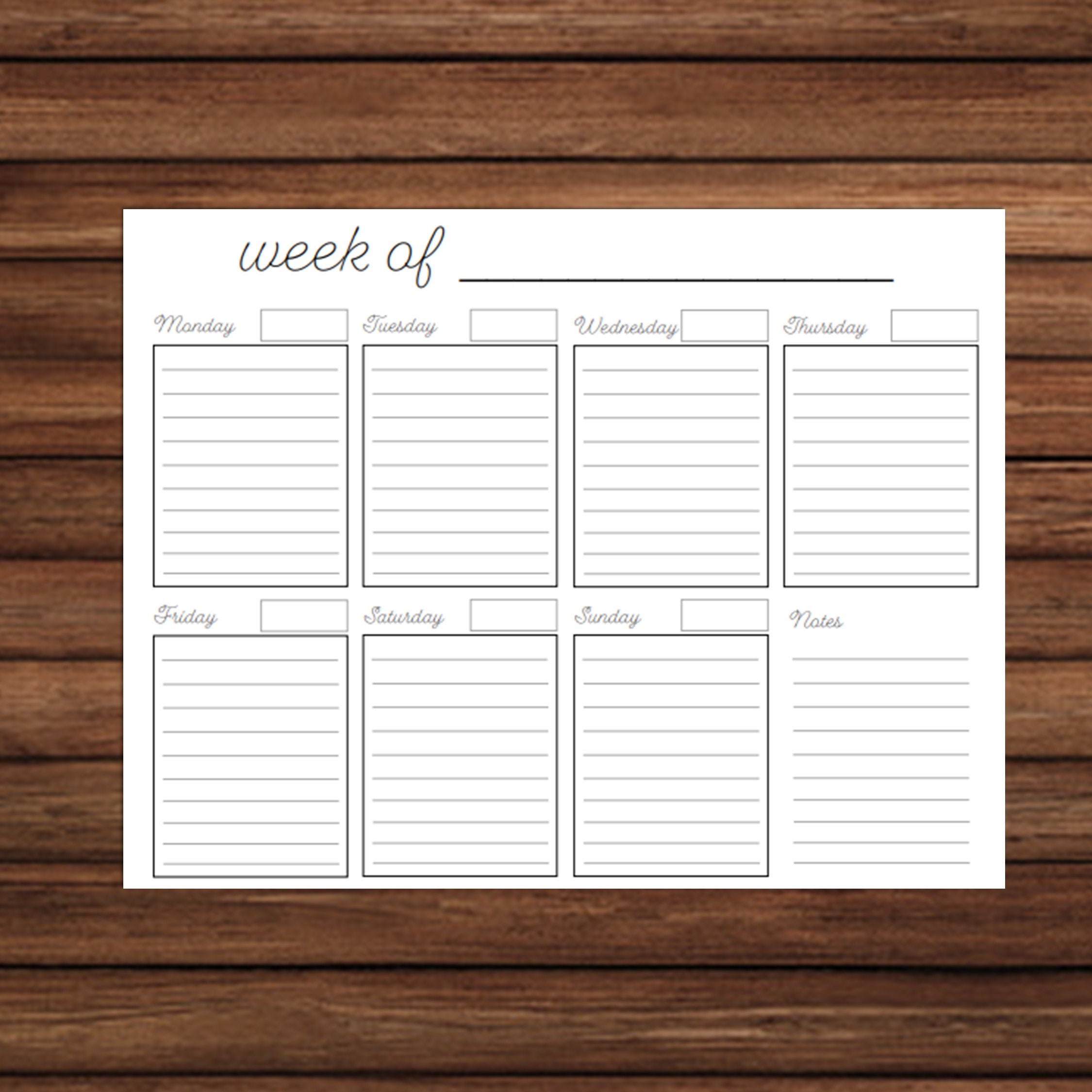 Minimalist Weekly Planner Page Printable Instant Download - Etsy