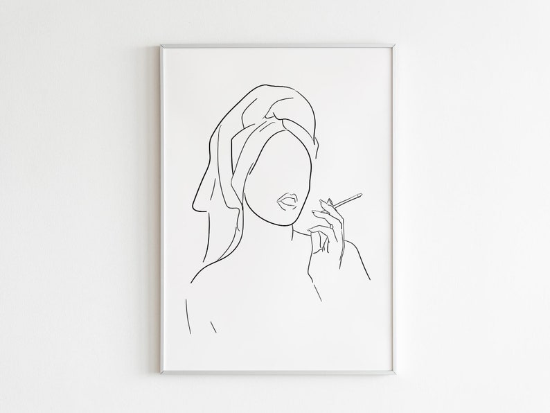 Smoking Woman Printable Wall Art Etsy