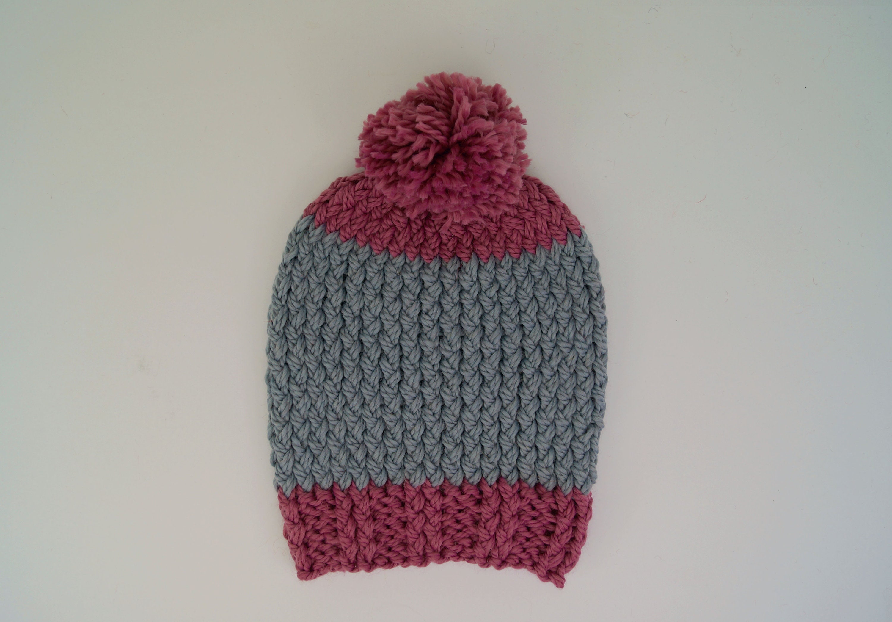 Knit Beanie Hat, Wool Bobble Hat, Super Chunky Knitted  display picture 1