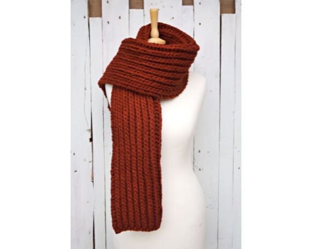 Red Chunky Knit Scarf, Knit Wool Scarf, Extra Long Scarf, Merino Wool ...