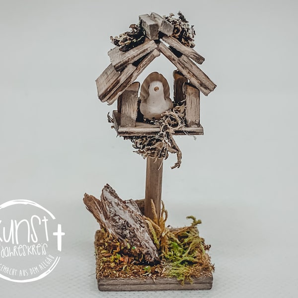 Wichtel Miniatur Vogelhaus mit Taube Krippenzubehör