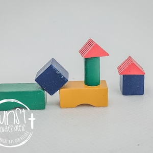 Wichtel Feen Puppen Miniatur Bauklötze verschiedene Farben und Formen handgemacht