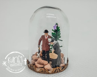 Miniature glass lintel Mouth-blown Christmas tree Married couple seniors sacks/stones