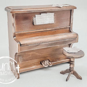 Wichtel Feen Puppen Miniatur Klavier mit Klavierstuhl handgemacht