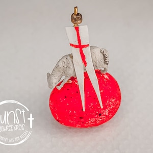 Miniature Resurrection Lamb on Red Egg Resurrection Easter Lamb Egg Easter Egg
