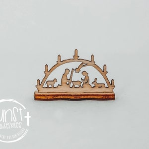 Miniatur Schwibbogen Krippe aus Holz Wichtel Puppen