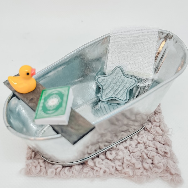 Wichtel Miniatur Badewanne Teppich Badeente