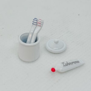 Wichtel Miniatur Zahnputzset Becher Zahnbürste Zahncreme