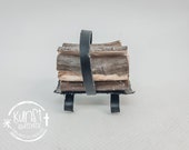 Miniature Crib Accessories Iron Basket for Firewood Handmade