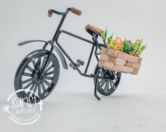 Lalki Krasnale Wróżki Miniaturowy Rower z Koszyczkiem Jabłkowym dla Wróżek, Krasnali lub Lalek