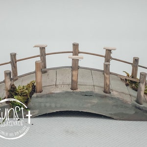 Wichtel Miniatur Krippenzubehör Holzbrücke mit Geländer handgemacht