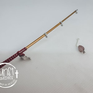 Canne à pêche miniature Gnome faite à la main