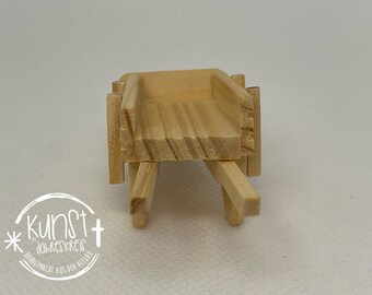Kabouter miniatuur kerststal accessoire kruiwagen groot met hooi/gras tuinieren - België