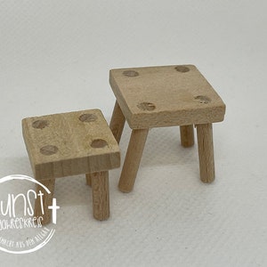 Wichtel Miniatur Hocker Schemel Melkschemel Melkhocker handgemacht aus Holz