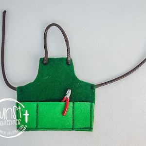 Wichtel Miniatur Arbeits- Gartenschürze für Feen oder Puppen handgemacht
