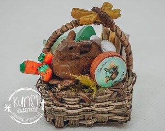Miniature basket with handle Easter decoration bunny handmade