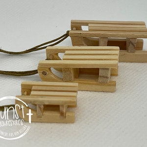 Wichtel Feen Puppen Miniatur Krippenzubehör Schlitten handgemacht aus Holz verschiedene Größen
