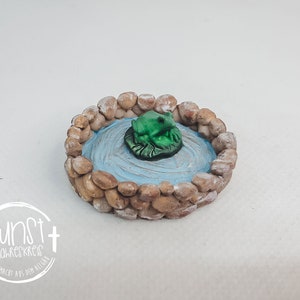 Gnome miniature garden pond with frog for gnomes, fairies or dolls